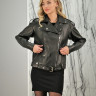Куртка косуха из натуральной кожи., женский, черный, 60 см