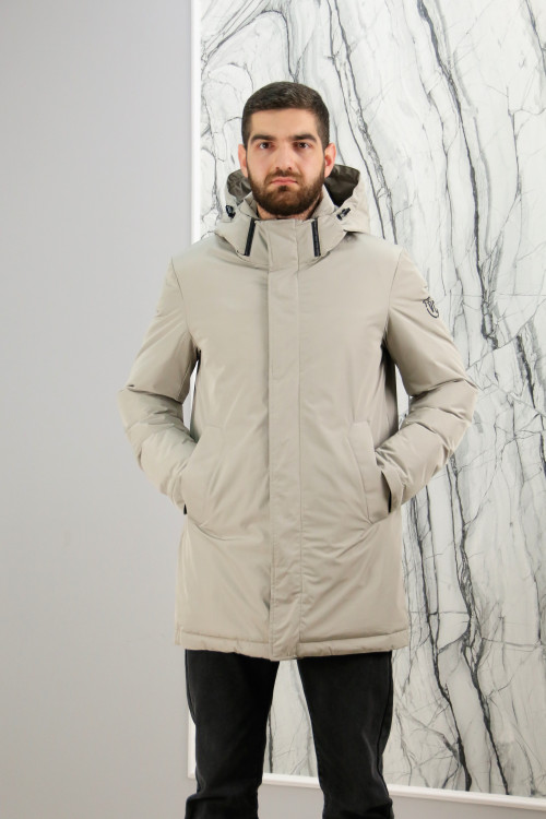 Куртка утепленная, капюшон., мужской, белый, 90 см
