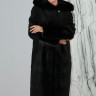 Пальто из меха болотного бобра,капюшон отделка норка., черный, 115 см