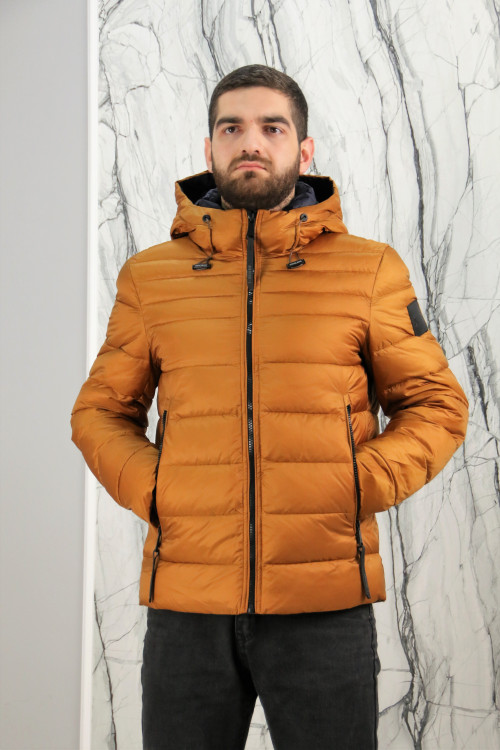 Куртка утепленная, капюшон., мужская, золото, 70 см, артикул - 21AW7030M PT-7206