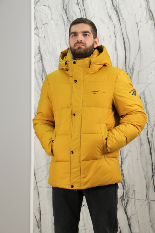 Куртка утепленная, капюшон., мужской, желтый, 70 см