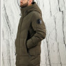 Куртка утепленная, капюшон., мужская, хаки, 100 см