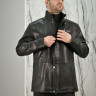 Куртка из натуральной кожи, на замке ворот стойка., мужская, черный, 80 см