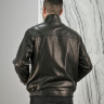 Куртка из натуральной кожи, на замке ворот стойка., мужская, черный, 70 см 