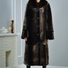 Шуба из меха мутон Люкс. Ворот норка., панда, 120 см. Арт.М-5, РТ-3596