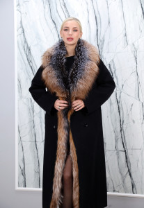 Пальто зимнее кашемировое, отделка ворот/борт мех аргентинской лисы. Арт.6005 РТ-10354