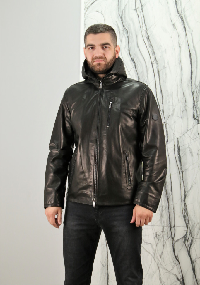 Куртка - натуральная кожа, капюшон. Арт. В-0970. РТ-8398