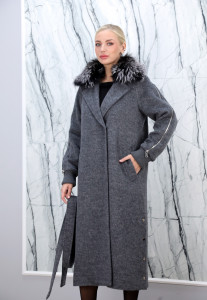 Пальто зимнее кашемировое, отделка ворот мех  лисы. Арт.6045 РТ-10359