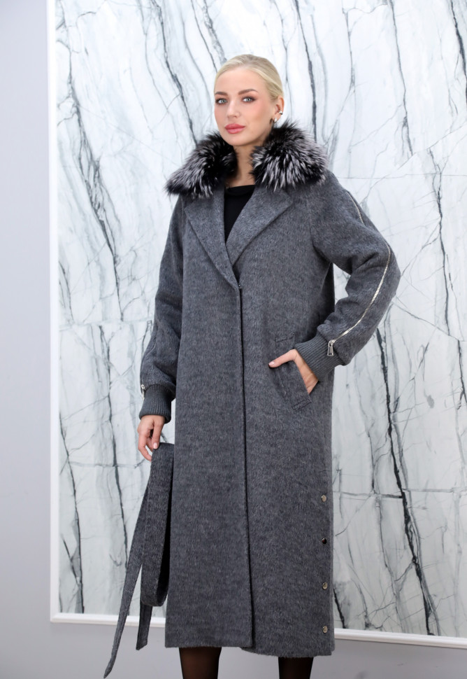 Пальто зимнее кашемировое, отделка ворот мех  лисы. Арт.6045 РТ-10359