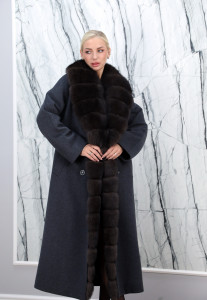Пальто зимнее кашемировое, отделка ворот/борт мех  финский песец. Арт.6043 РТ-10353