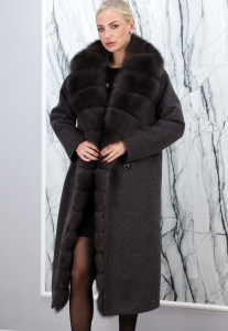 Пальто зимнее кашемировое, отделка ворот/борт мех  финский песец. Арт.6038 РТ-10356