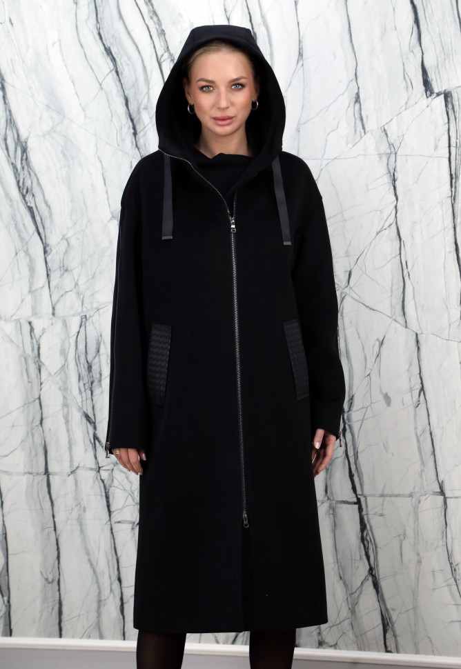 Пальто демисезонное,шерсть 70% полиэстр 30%, на замке/капюшон. Арт.56652-1 РТ-10738