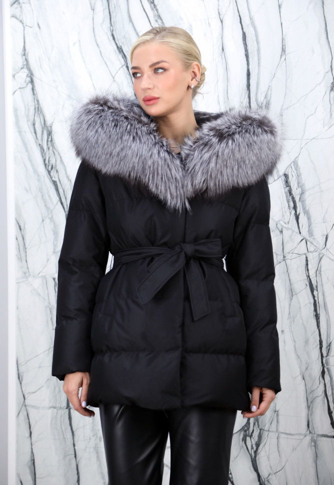 Пуховик утепленный (биопух) капюшон мех лисица. Арт.17-390 РТ-10361