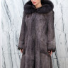 Шуба из меха нутрии прямого кроя, капюшон мех песца. Арт.Ангелина РТ-3443