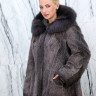 Шуба из меха нутрии прямого кроя, капюшон мех песца. Арт.Ангелина РТ-3443