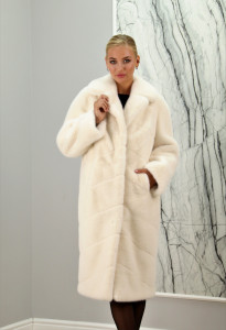 Шуба  из эко меха по норку, паркетной раскладки,  ворот. Арт.Э-241 РТ-8389