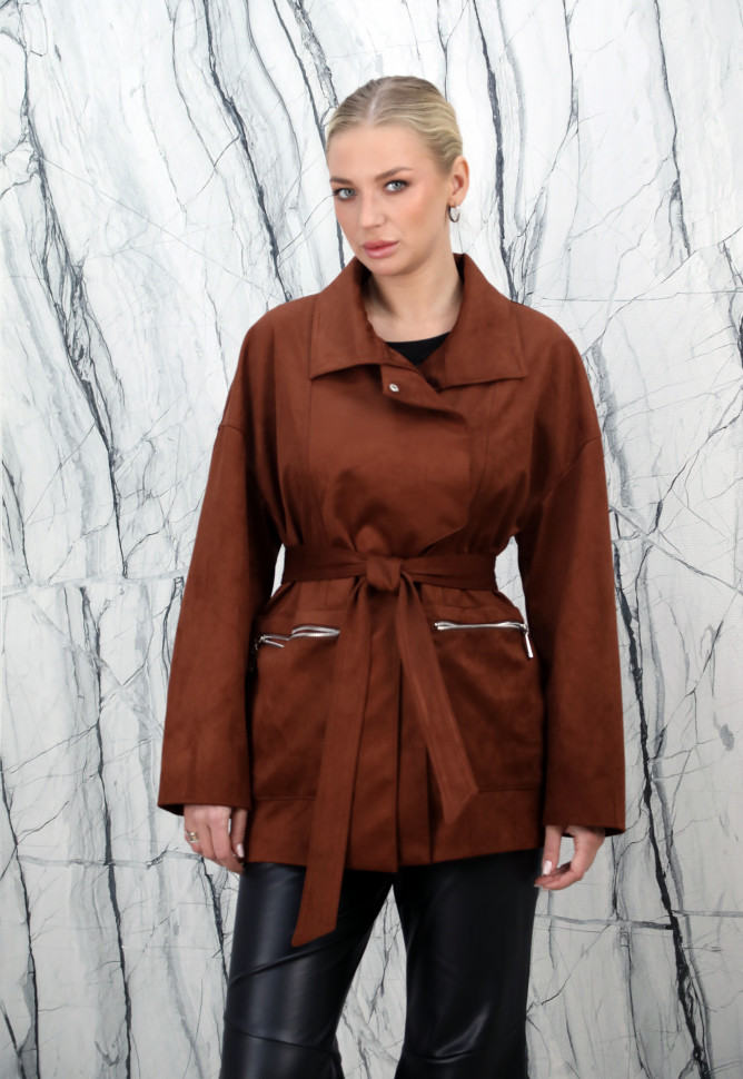 Куртка из искусственной замши, на замке/ворот. Арт.23-11161 РТ-10741