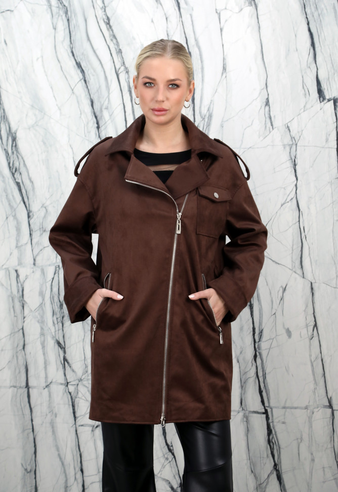 Куртка из искусственной замши, на замке/ворот.Арт.23-11161 РТ-10741