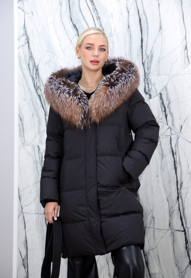 Пуховик утепленный (пух/перо) капюшон мех лисица. Арт.BY6061X-D РТ-10345