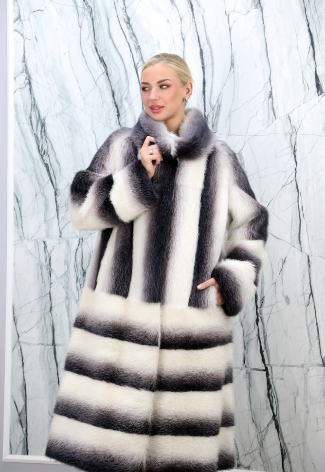 Шуба из меха нутрии, прямого кроя/ворот. Арт.М-24 РТ-7232