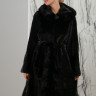 Шуба из меха норки, капюшон., черный, 110 см. Р-ZX-20 PT-7772
