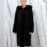 Шуба из меха стриженной нутрии, отделка капюшона мех норки. Арт.Этери РТ-10282