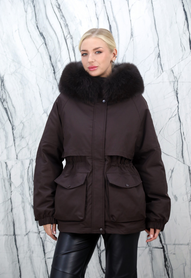 Пуховик с натуральным наполнителем (90% пух,10% перо)капюшон отделка мех песца. Арт.7013 РТ-10492