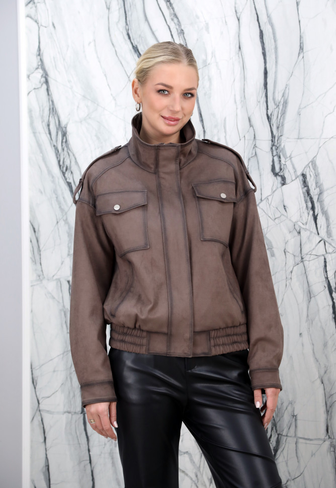 Куртка из искусственной замши, на замке/ворот стойка.Арт.37-5878 РТ-10747