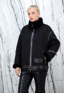 Дубленка из искусственного меха, на замке/ворот стойка. Арт.S59030 РТ-10341