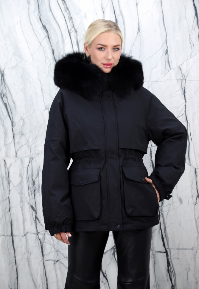 Пуховик с натуральным наполнителем (90% пух,10% перо)капюшон отделка мех песца. Арт.7013 РТ-10491