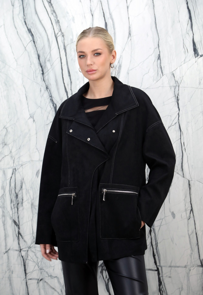 Куртка из искусственной замши, на замке/ворот.Арт.23-11161 РТ-10742