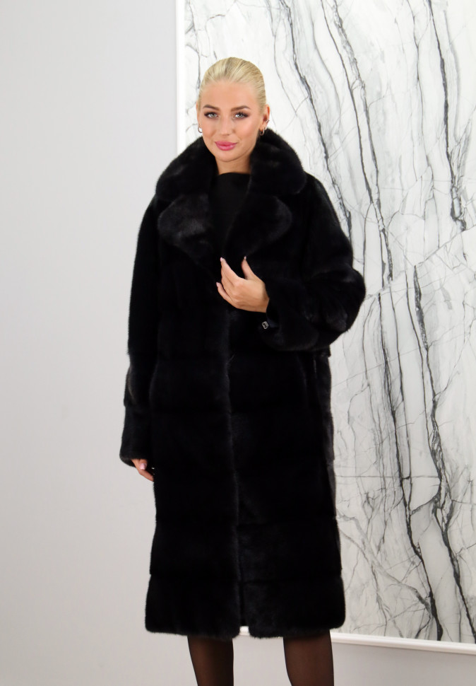 Шуба из меха норки поперечного кроя. Английский ворот. Н-2320 РТ-8653