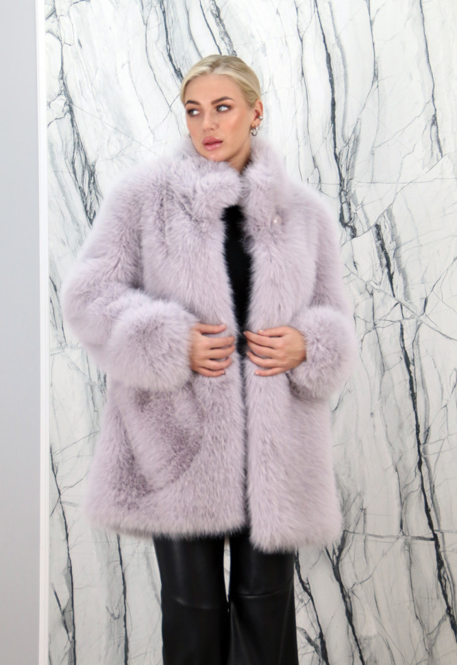 Полушубок  из эко меха (песец), ворот стойка. Арт.Э-224р РТ-9946