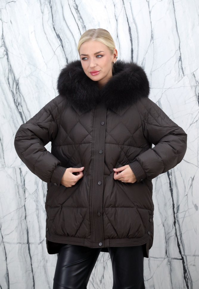 Пуховик с натуральным наполнителем (90% пух,10% перо)капюшон отделка мех песца. Арт.6812-1 РТ-10493