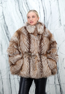 Шуба из меха аукционной аргентинской лисы "Союз пушнина",ворот/пояс. Арт.099-2 РТ-10722