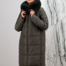 Пальто утепленное (биопух), капюшон отделка  мех лисы. Артикул 27100,РТ- 8713