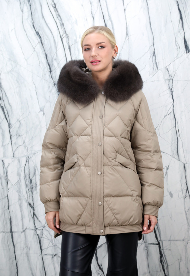 Пуховик с натуральным наполнителем (90% пух,10% перо)капюшон отделка мех песца. Арт.6812-1 РТ-10495