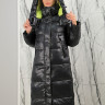 Пальто утепленное с капюшоном. Наполнитель био-пух., черно-зеленый, 120 см