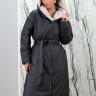 Пуховик прямого кроя, пояс/капюшон. Арт.РМ-72128, РТ-9590