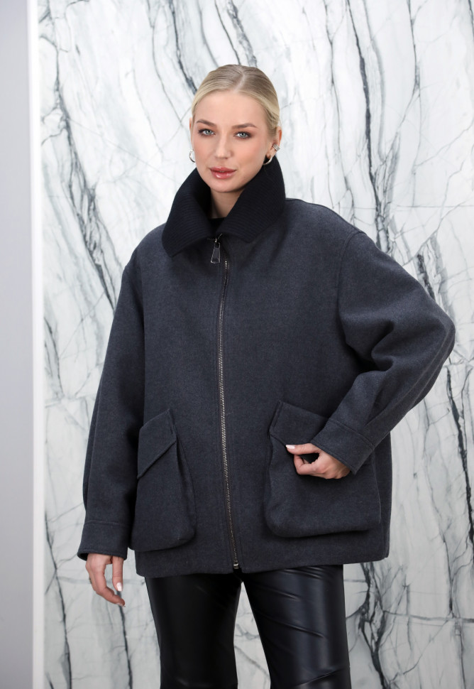 Полупальто из кашемира(70% шерсть,30% полиэстер), ворот трикотаж(съемный) Арт.25869 РТ-10782