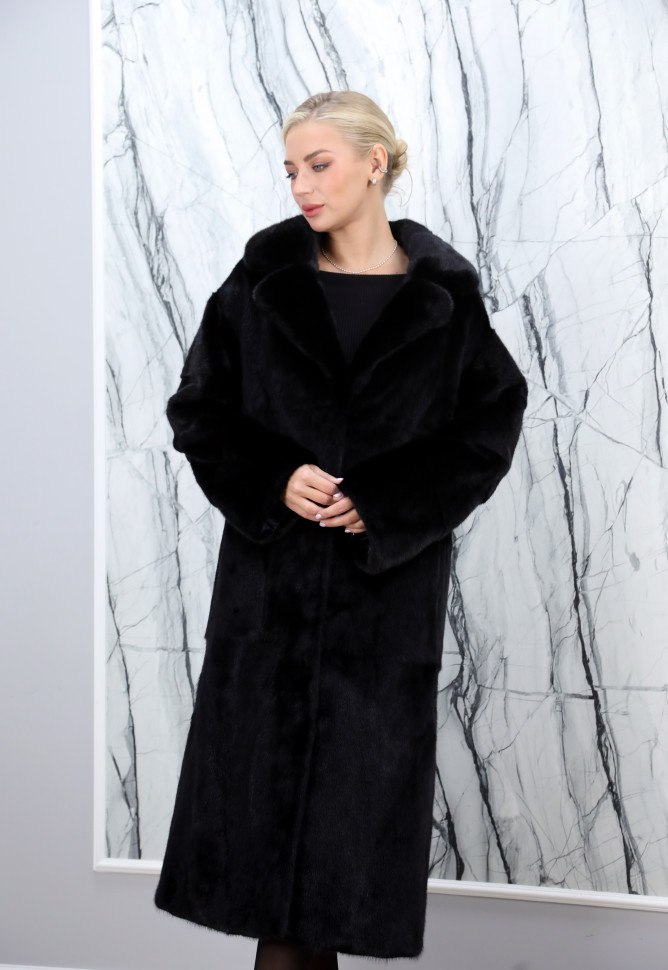 Шуба из меха норки, прямого кроя/английский ворот. Арт.2517 РТ-10336