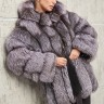 Шуба из меха чернобурой лисицы, капюшон/пояс. Арт.Наиля РТ-9707