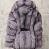 Шуба из меха чернобурой лисицы, капюшон/пояс. Арт.Наиля РТ-9707