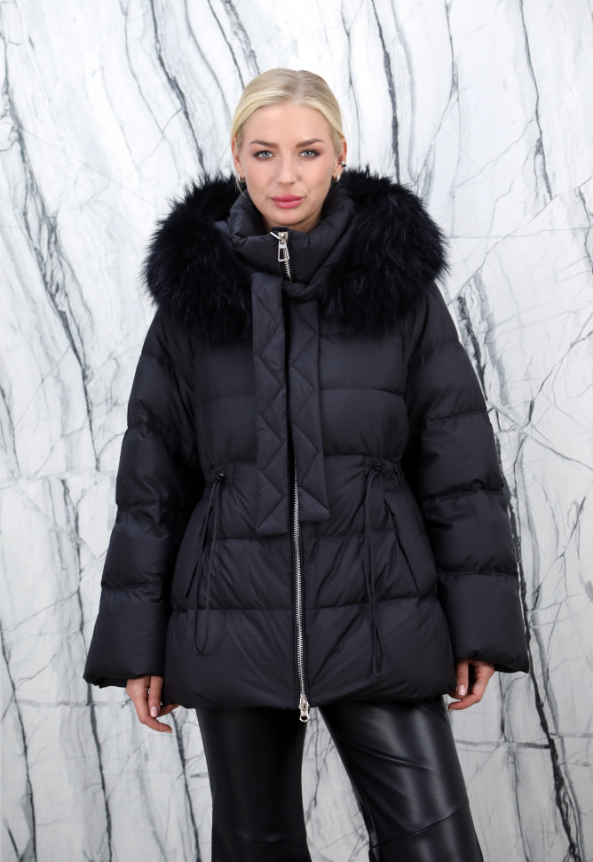 Пуховик с натуральным наполнителем(90%пух,10%перо),капюшон/пояс. Арт.М-8151 РТ-10496