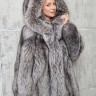 Полушубок из меха чернобурой лисицы Silver Fox(цельные шкурки),капюшон. Арт.099 РТ-11046