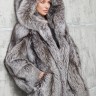 Полушубок из меха чернобурой лисицы Silver Fox(цельные шкурки),капюшон. Арт.099 РТ-11046