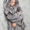 Полушубок из меха чернобурой лисицы Silver Fox(цельные шкурки),капюшон. Арт.099 РТ-11046