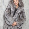 Полушубок из меха чернобурой лисицы Silver Fox(цельные шкурки),капюшон. Арт.099 РТ-11046