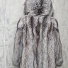 Полушубок из меха чернобурой лисицы Silver Fox(цельные шкурки),капюшон. Арт.099 РТ-11046