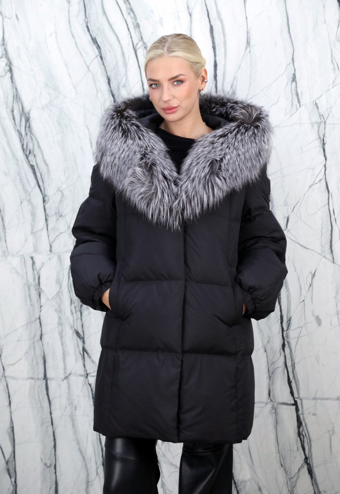 Пуховик утепленный (пух/перо) на замке,капюшон мех лисица. Арт. 5608 РТ-10363